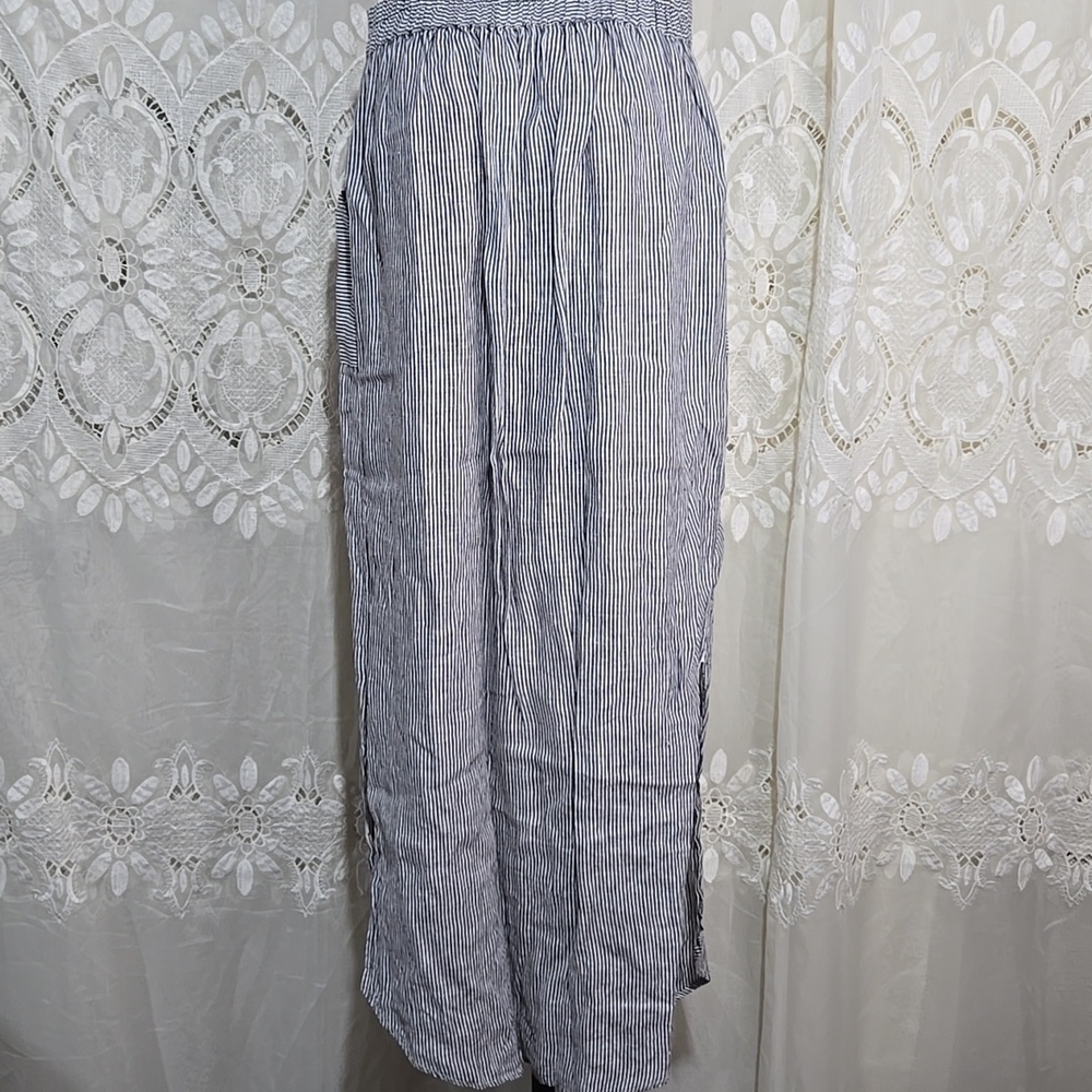 ST. TROPEZ West 100% Linen Striped Long Maxi Style Skirt Sz Medium - Picture 6 of 8